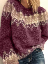 Pull ample décontracté en mohair jacquard pour femme